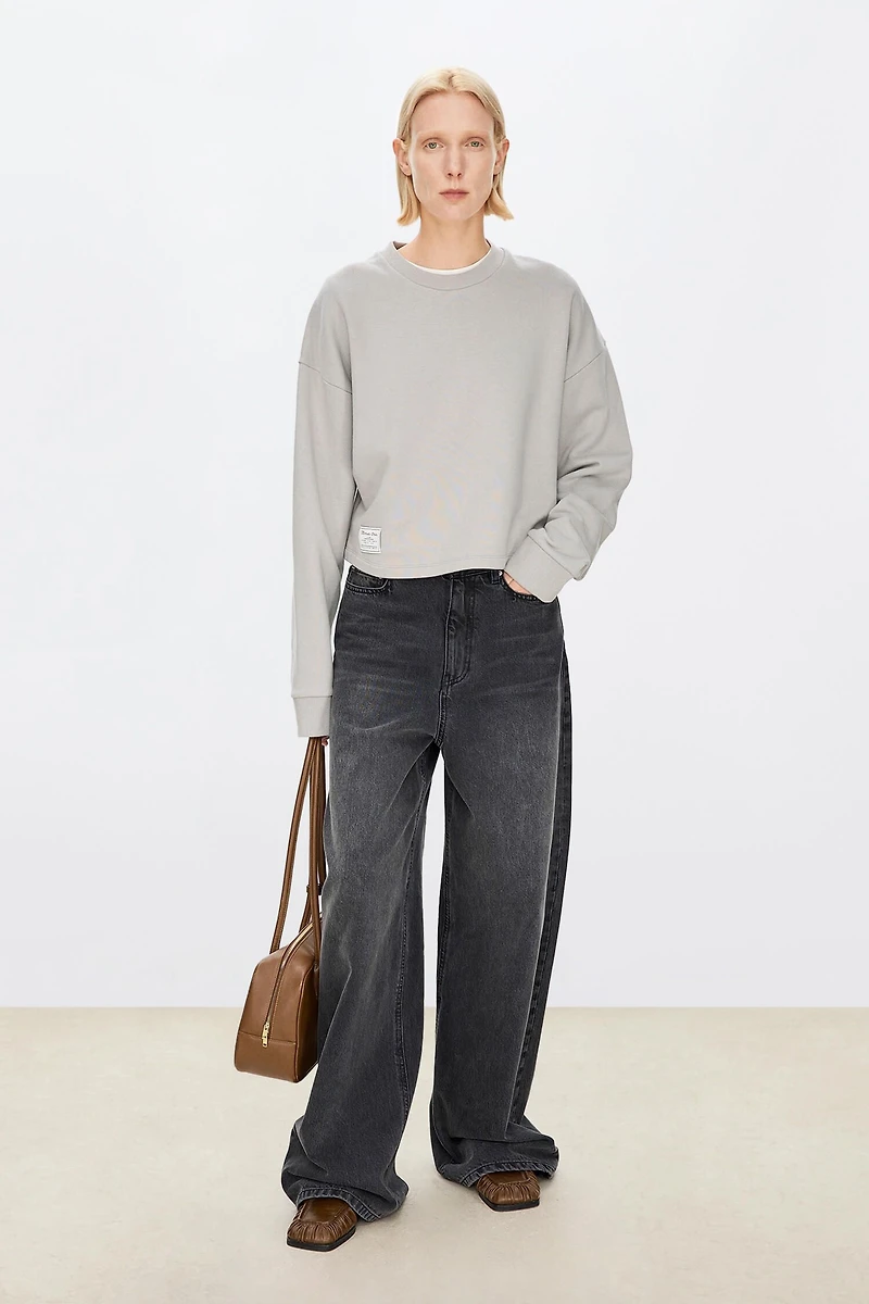 TAKISADA Pure Cotton Cropped Sweatshirt