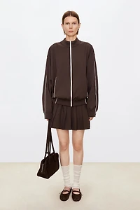 Tennis Style Contrast Pleated Mini Skirt