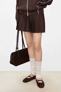 Tennis Style Contrast Pleated Mini Skirt