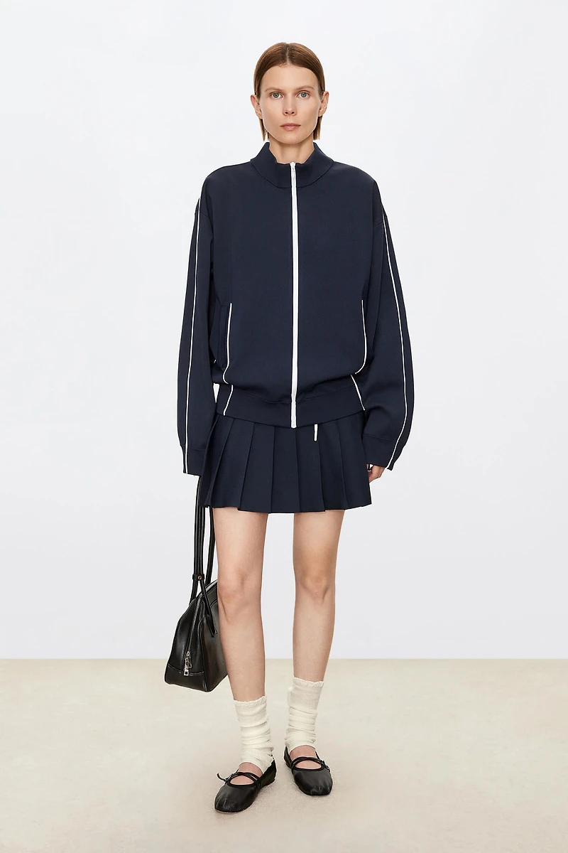 Tennis Style Contrast Pleated Mini Skirt