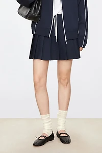 Tennis Style Contrast Pleated Mini Skirt