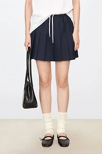 Tennis Style Contrast Pleated Mini Skirt