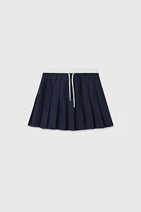 Tennis Style Contrast Pleated Mini Skirt