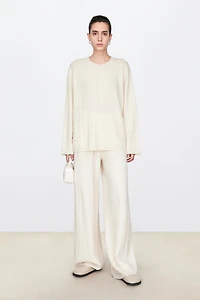 Textured Cable-Knit Pure Cashmere Trousers