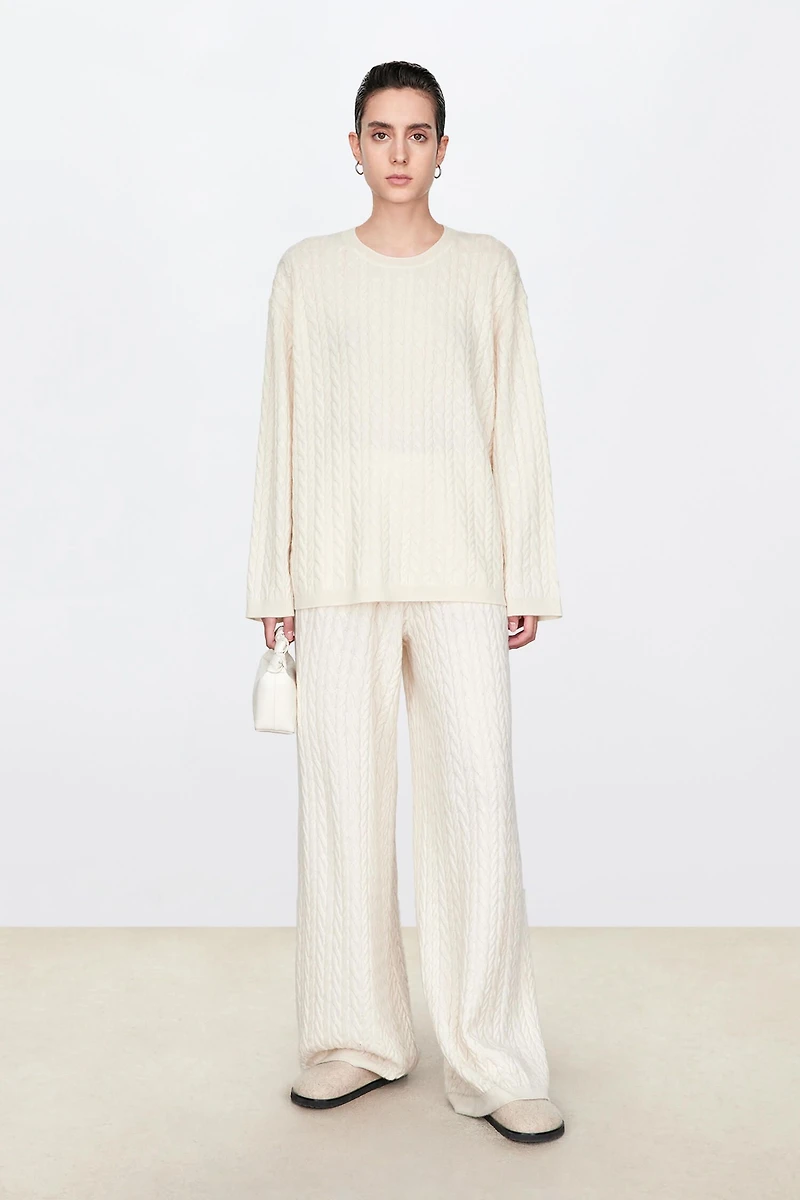 Textured Cable-Knit Pure Cashmere Trousers