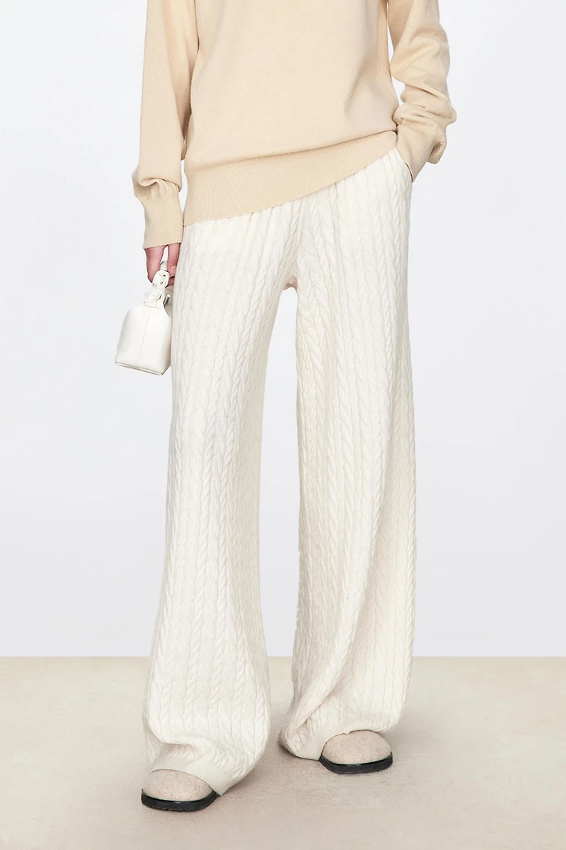 Textured Cable-Knit Pure Cashmere Trousers