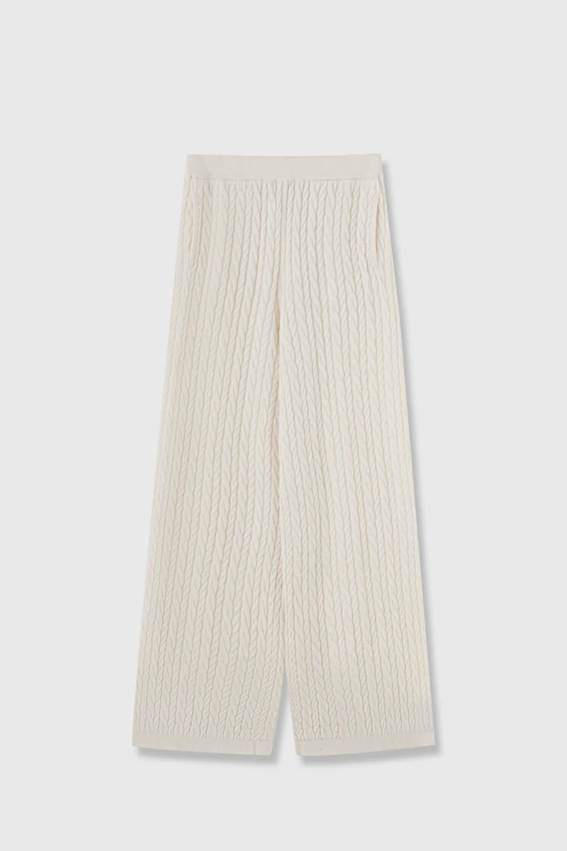 Textured Cable-Knit Pure Cashmere Trousers