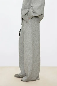 Thick Double-Faced Cashmere Straight-Leg Floor-Length Pants