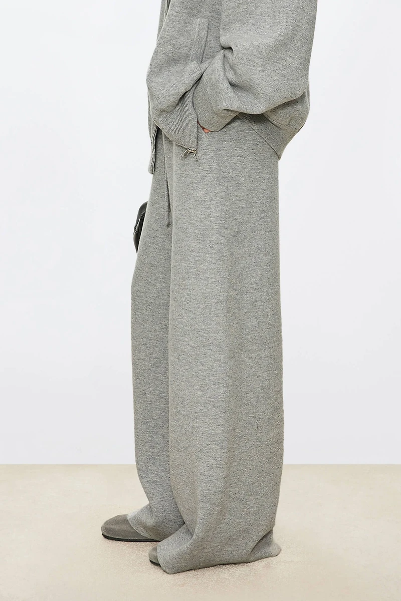 Thick Double-Faced Cashmere Straight-Leg Floor-Length Pants