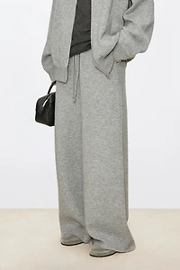 Thick Double-Faced Cashmere Straight-Leg Floor-Length Pants