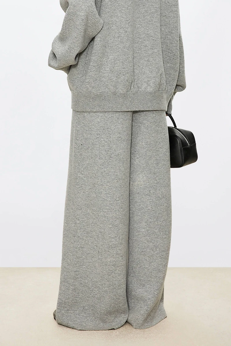 Thick Double-Faced Cashmere Straight-Leg Floor-Length Pants