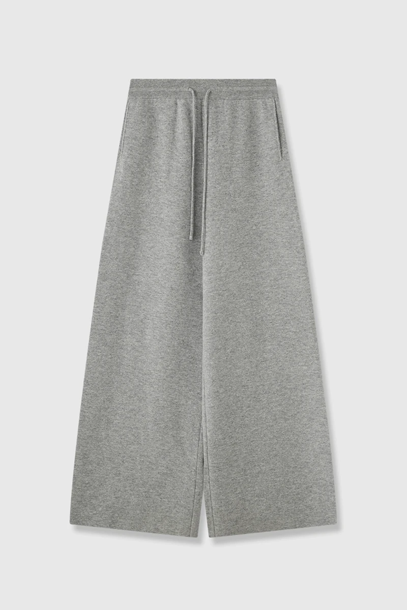 Thick Double-Faced Cashmere Straight-Leg Floor-Length Pants