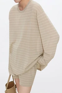 Triacetate-Cotton Striped Long-Sleeve Tee