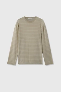 Triacetate-Cotton Striped Long-Sleeve Tee