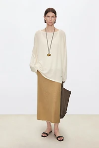 Triacetate Linen Blend Semi-Sheer Top