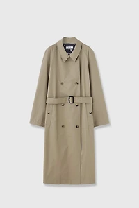 Two-Tone Notched Collar Oversized Trench Coat