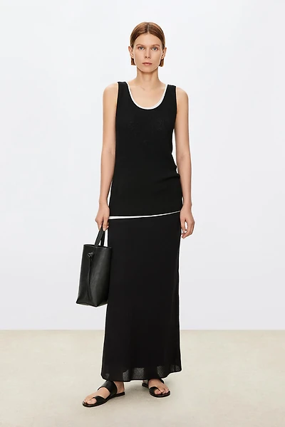 U-neck Cotton Linen Long Vest