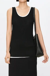 U-neck Cotton Linen Long Vest