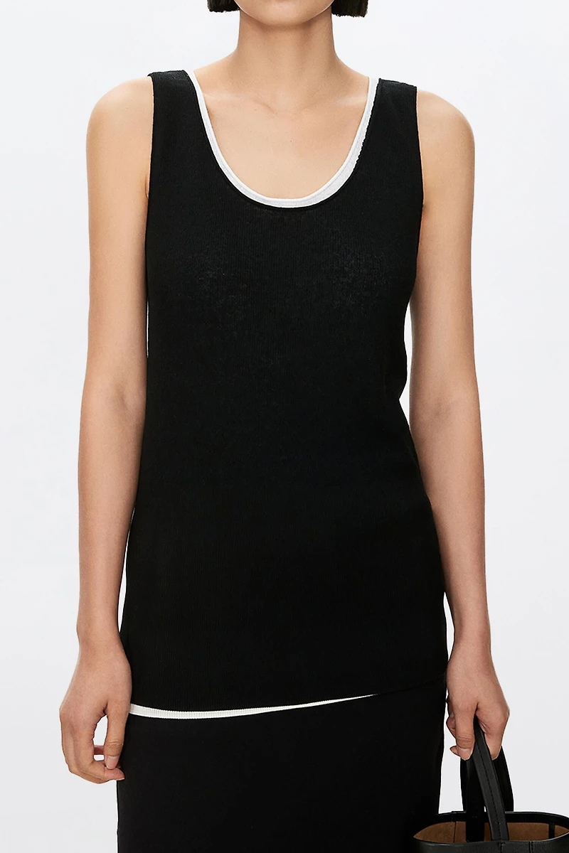 U-neck Cotton Linen Long Vest