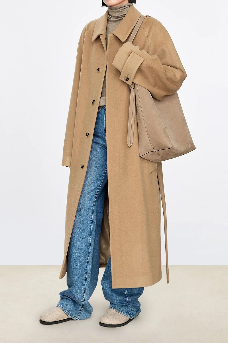 Ultra-Delicate Short Cashmere Wool Turn-Down Collar Coat