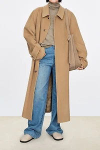 Ultra-Delicate Short Cashmere Wool Turn-Down Collar Coat