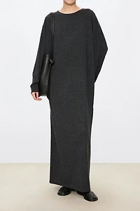 Ultra-Fine Pure Wool Batwing Sleeve Dress