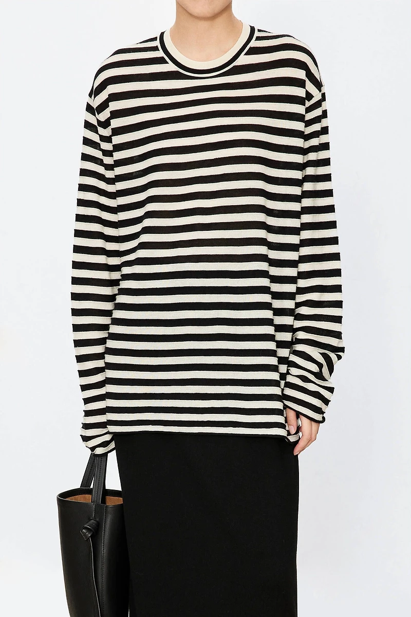 Ultra-Soft Cashmere Three-Dimensional Striped Base Shirt