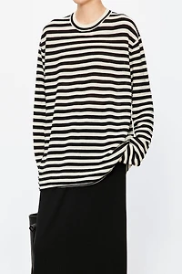 Ultra-Soft Cashmere Three-Dimensional Striped Base Shirt