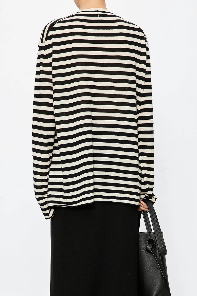 Ultra-Soft Cashmere Three-Dimensional Striped Base Shirt