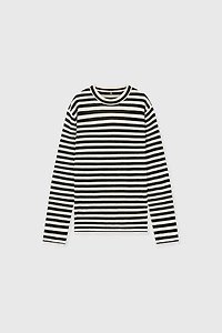 Ultra-Soft Cashmere Three-Dimensional Striped Base Shirt