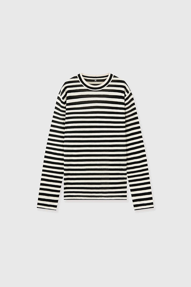 Ultra-Soft Cashmere Three-Dimensional Striped Base Shirt