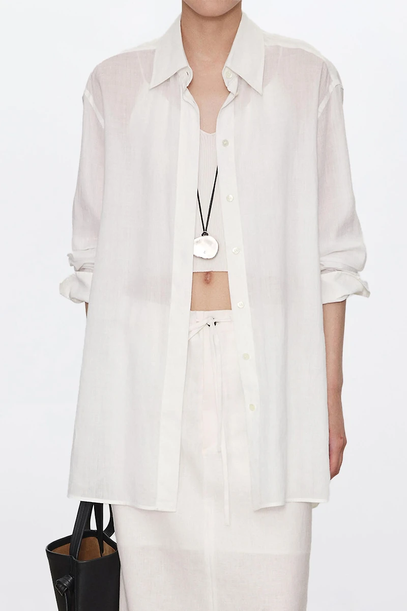 Ultrafine Ramie Loose Semi-Sheer Sun Protection Shirt
