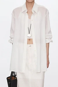 Ultrafine Ramie Loose Semi-Sheer Sun Protection Shirt