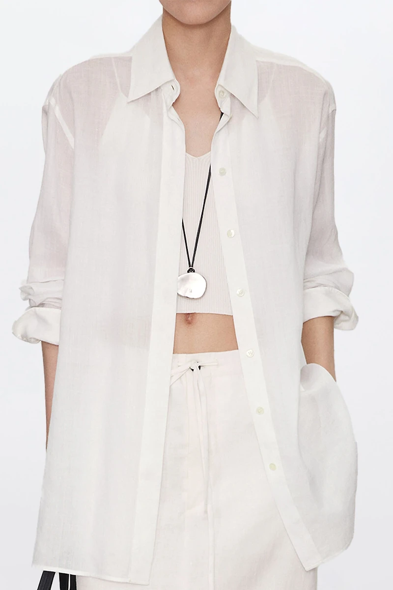 Ultrafine Ramie Loose Semi-Sheer Sun Protection Shirt