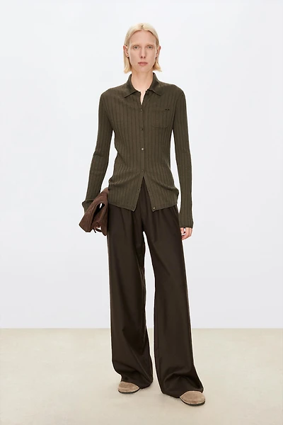 Ultrafine Wool Polo Cardigan