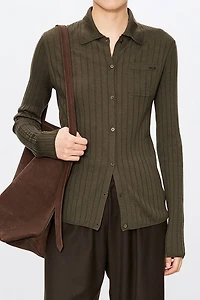 Ultrafine Wool Polo Cardigan