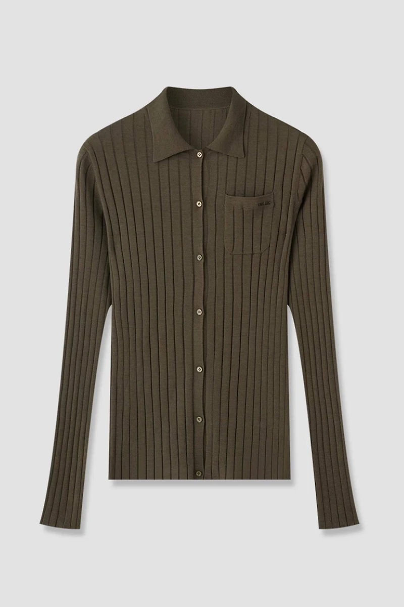 Ultrafine Wool Polo Cardigan