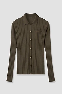 Ultrafine Wool Polo Cardigan