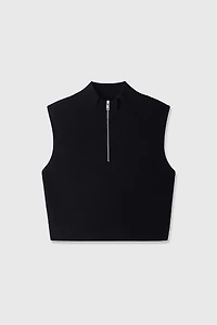 VISCOSE Silk Cotton Half-Zip Short Top