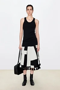 VISCOSE Wool Artistic Jacquard Midi Skirt