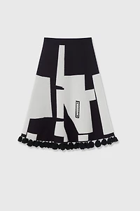 VISCOSE Wool Artistic Jacquard Midi Skirt