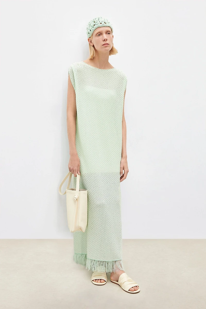 Waterfall Fringe 3D Jacquard Dress