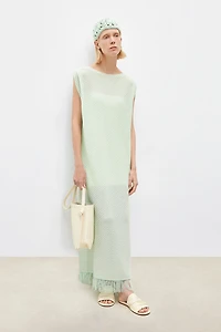 Waterfall Fringe 3D Jacquard Dress