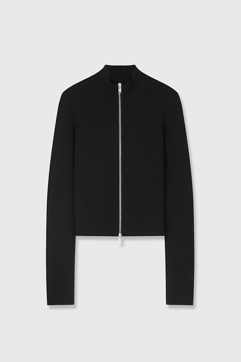 Wool-blend Double-zip Cardigan