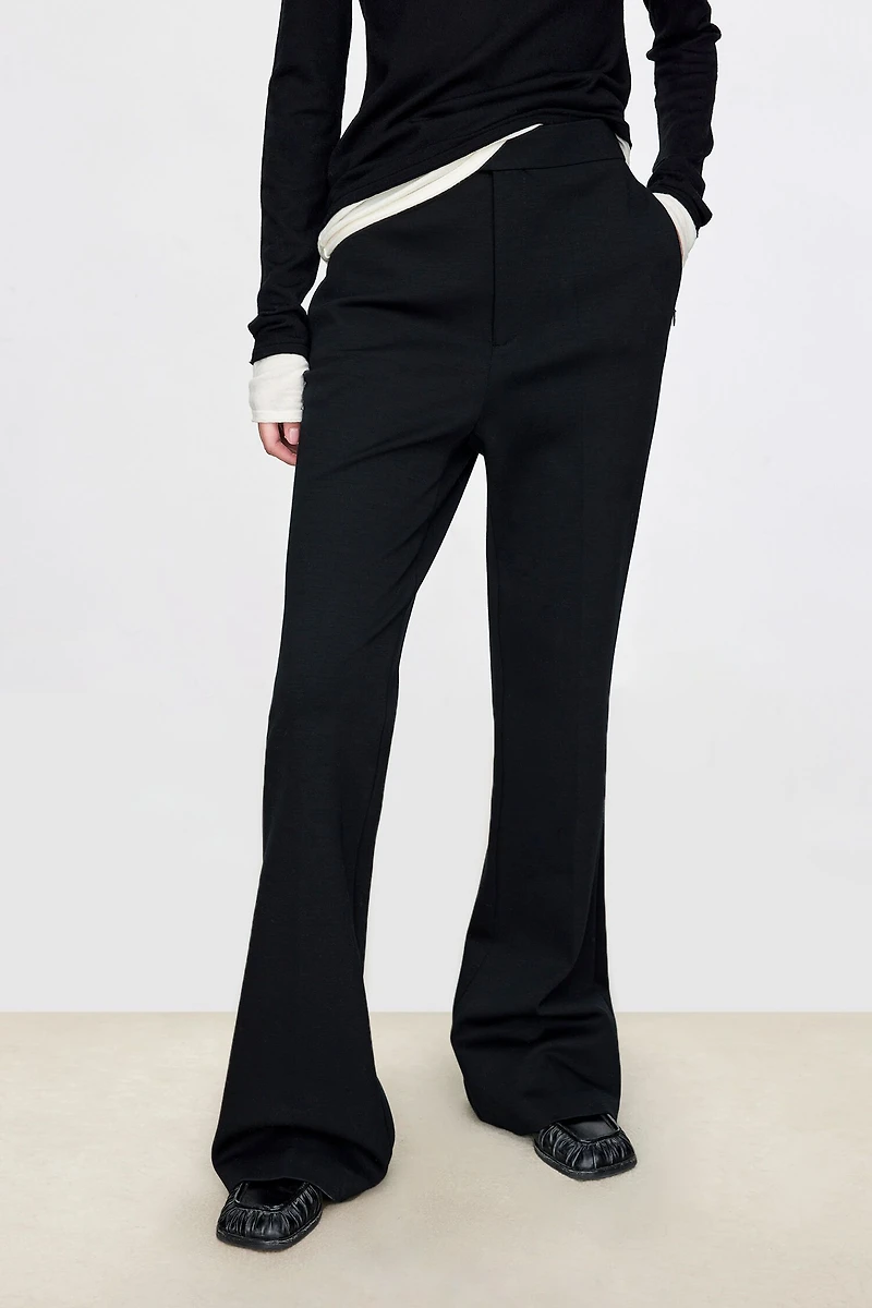 Wool Flare Knit Pants