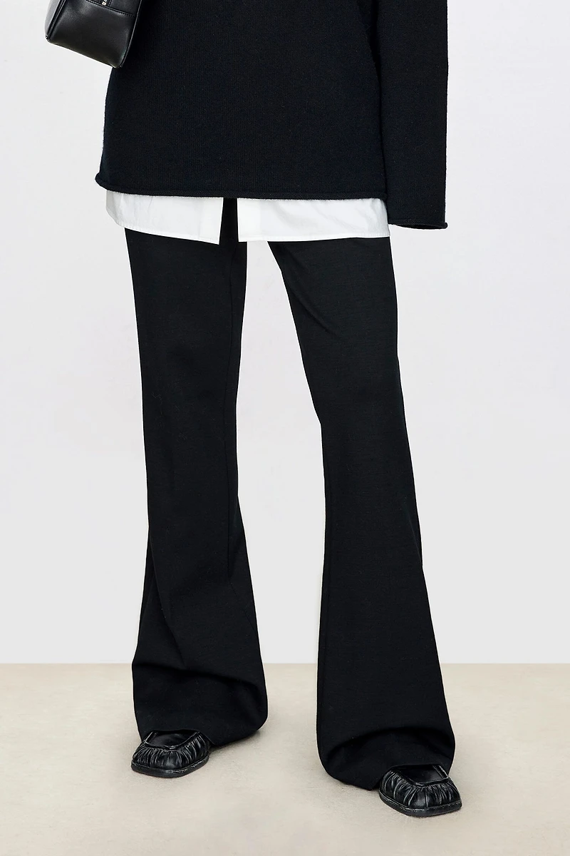 Wool Flare Knit Pants