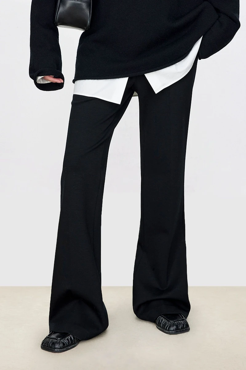 Wool Flare Knit Pants