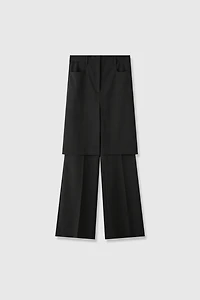 Wool Flared Two-in-One Skirt Pants