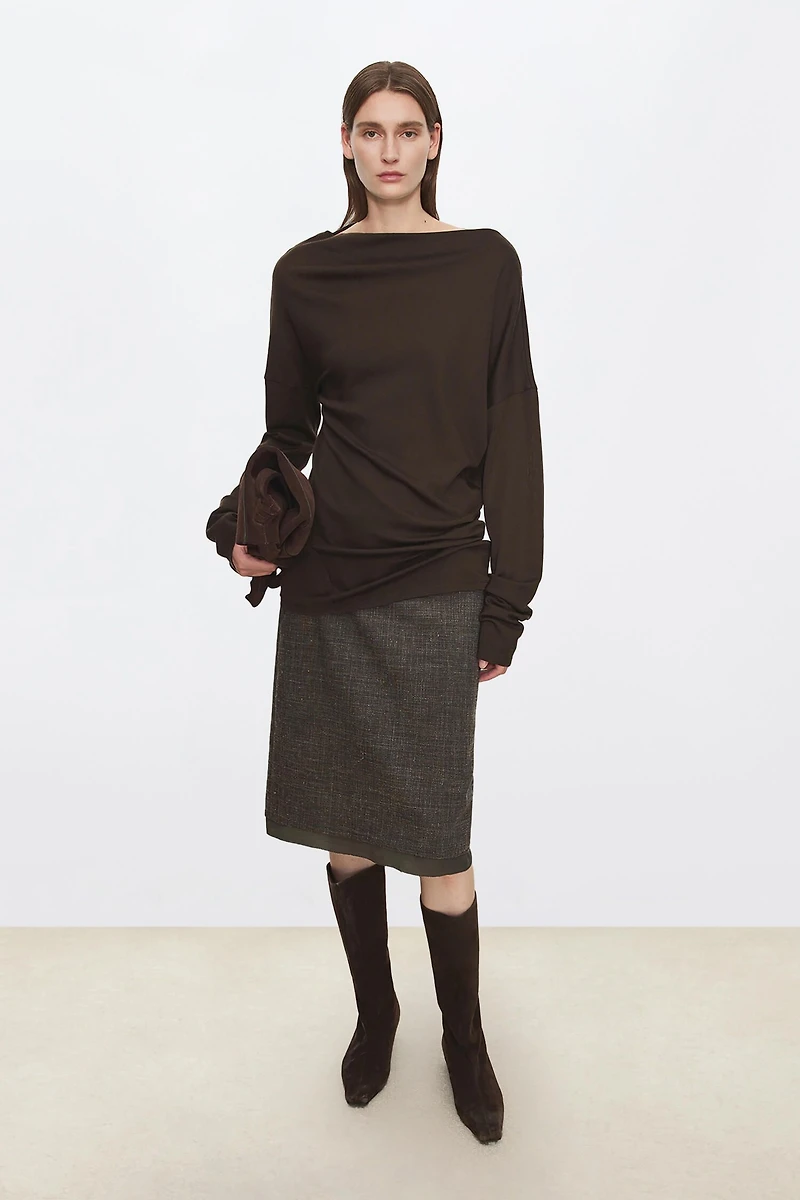 Wool Ribbed Asymmetric Top