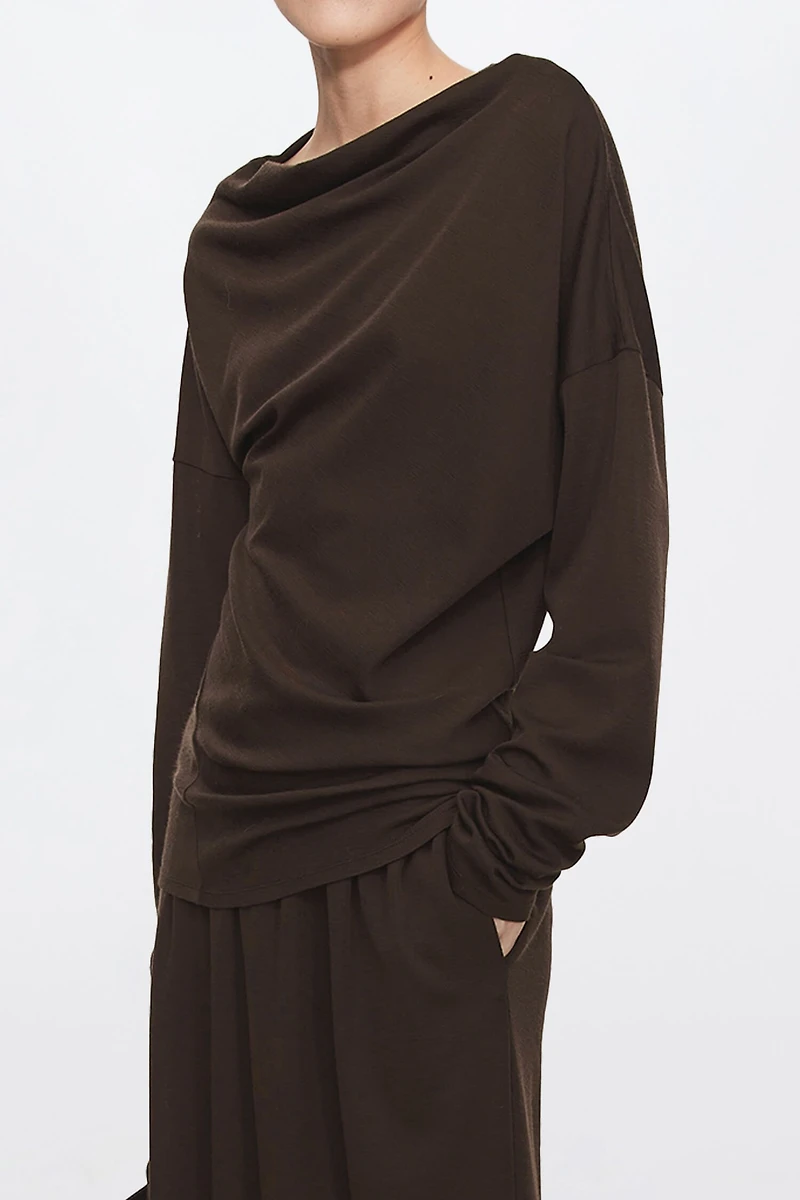 Wool Ribbed Asymmetric Top